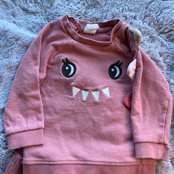 H & M Pink Monster themed jogging suit 6-9 months - Picture 5 of 6